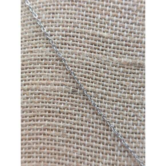 JBD Stainless Steel Wishbone Pendant Necklace SIlver Tone Dainty Signed 17" Long - Picture 5 of 8